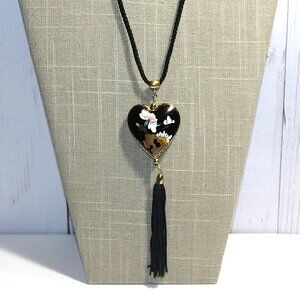 Vintage Cloisonne Heart Necklace